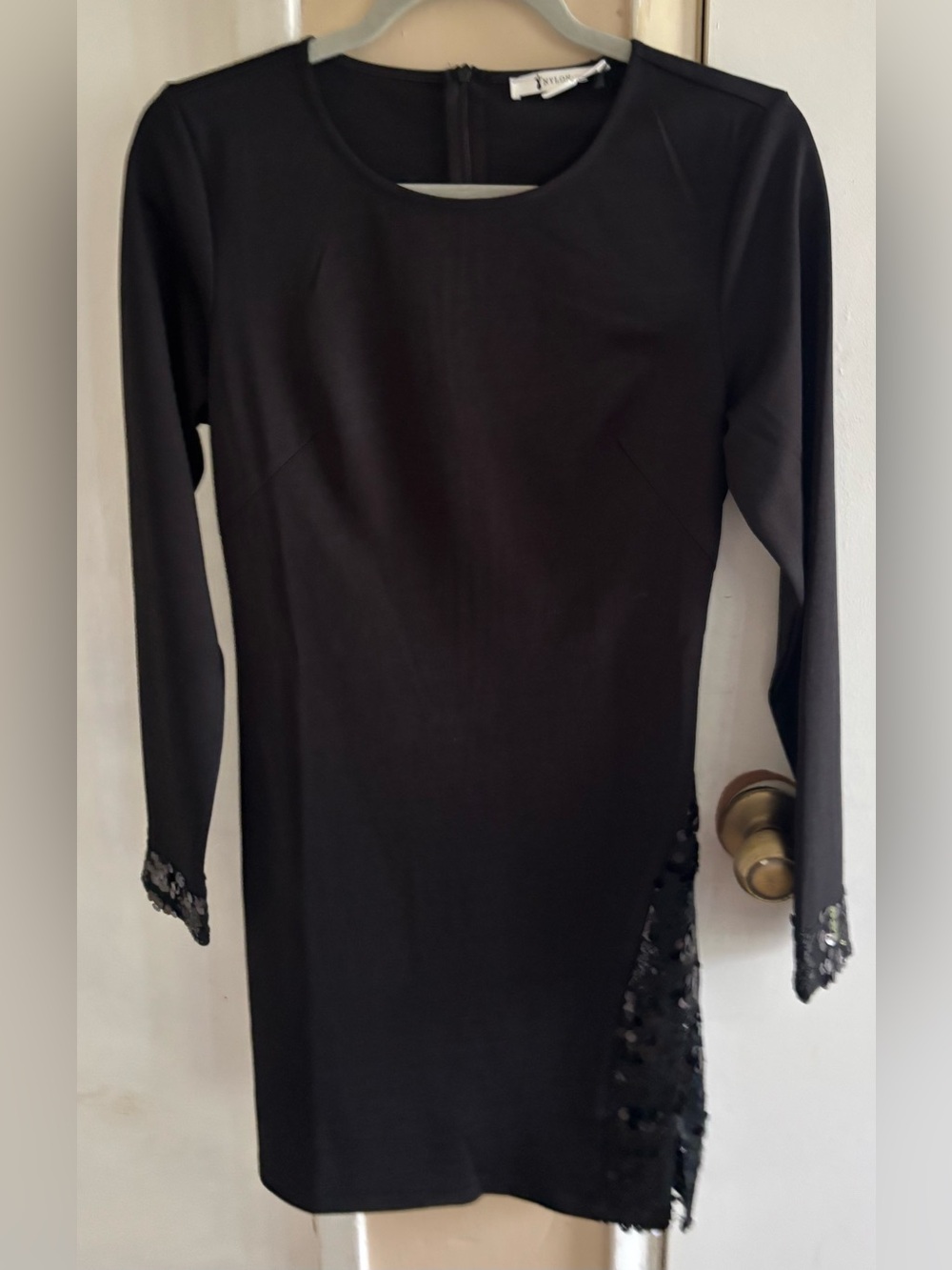 NYLON NEW long sleeve black sequin dress sz small